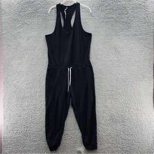 Vuori Lux Jumpsuit Black Casual Stretch Tappered Leg Racerback